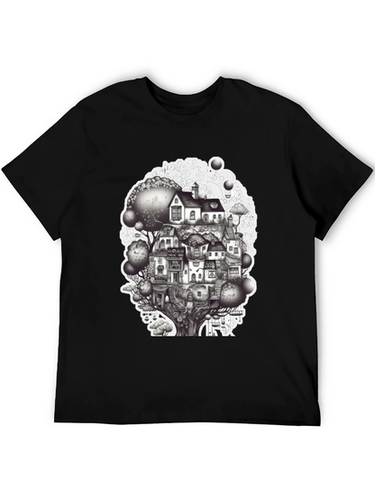 Whimsical Treehouse Graphic T-Shirt