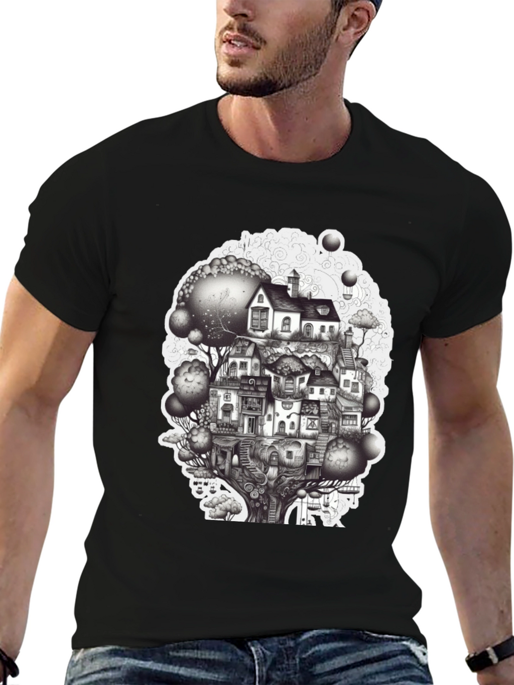 Whimsical Treehouse Graphic T-Shirt