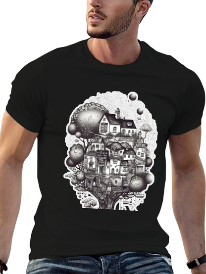 Whimsical Treehouse Graphic T-Shirt