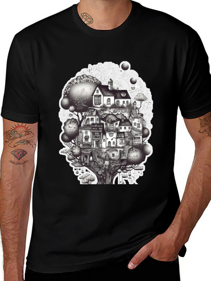 Whimsical Treehouse Graphic T-Shirt