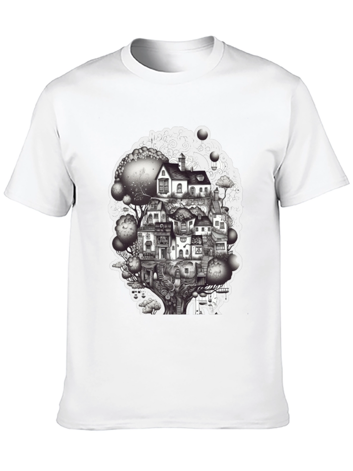 Whimsical Treehouse Graphic T-Shirt