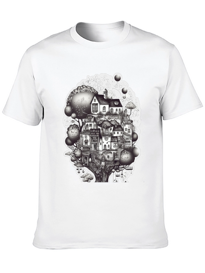Whimsical Treehouse Graphic T-Shirt