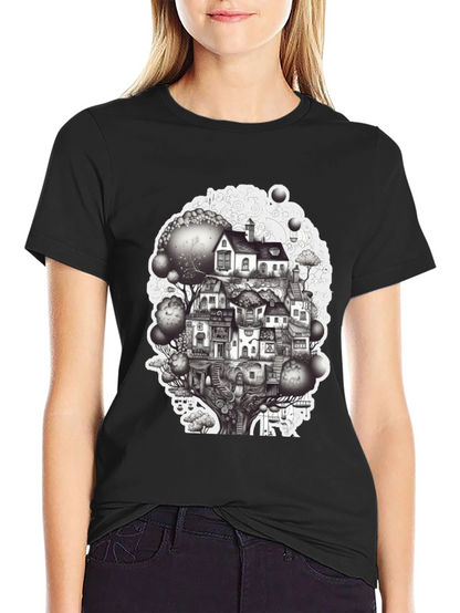 Whimsical Treehouse Graphic T-Shirt