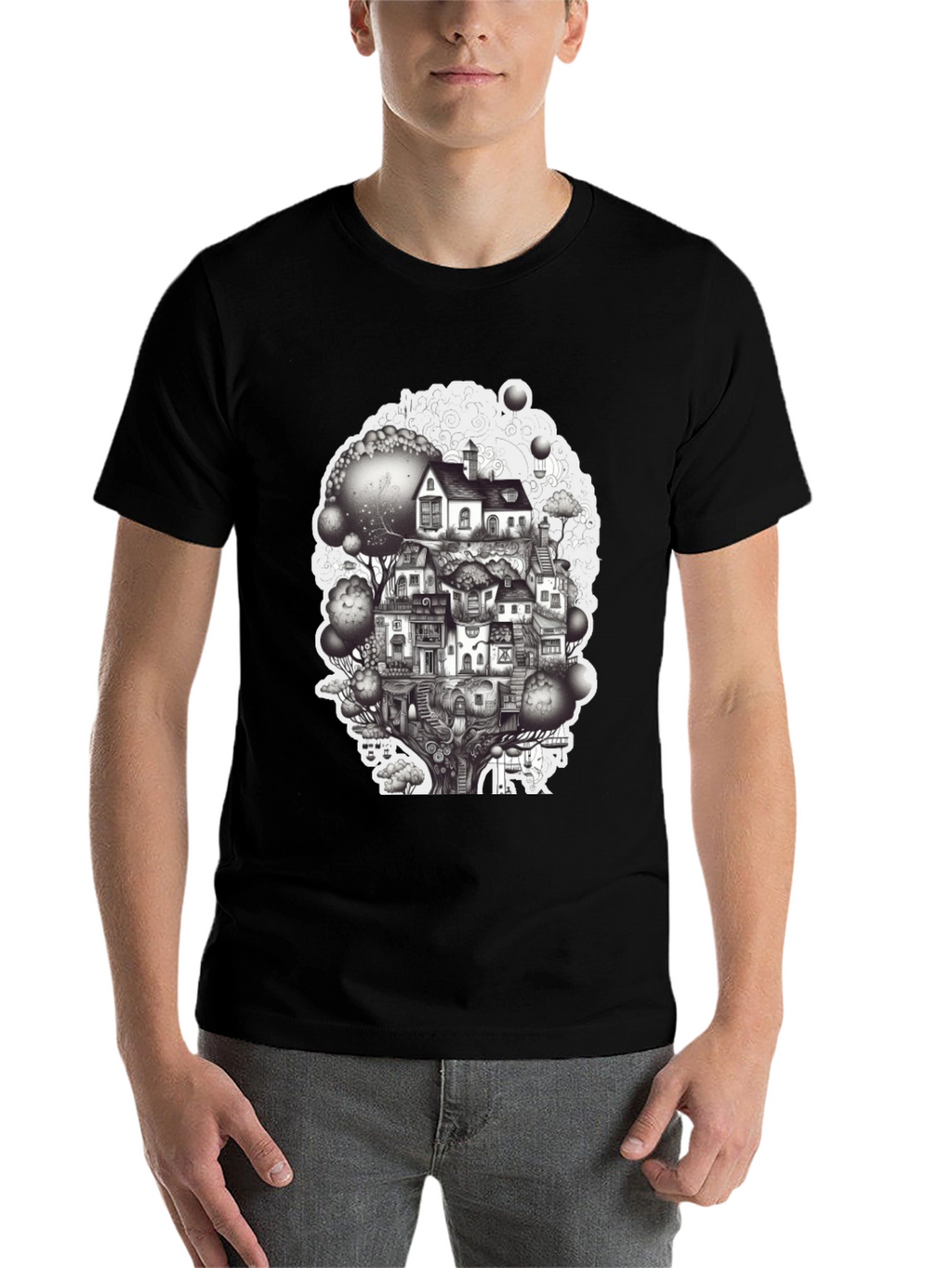 Whimsical Treehouse Graphic T-Shirt