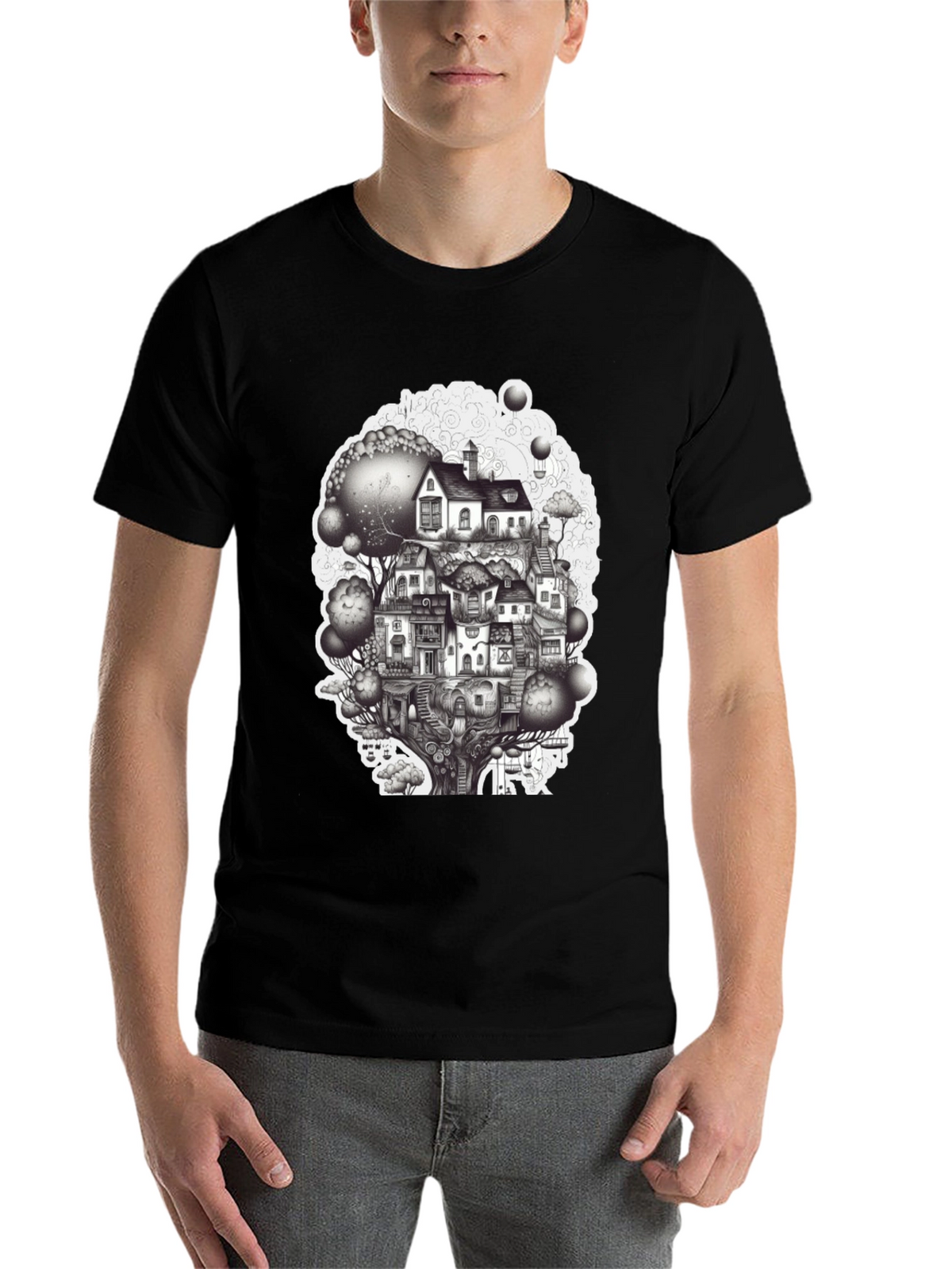 Whimsical Treehouse Graphic T-Shirt