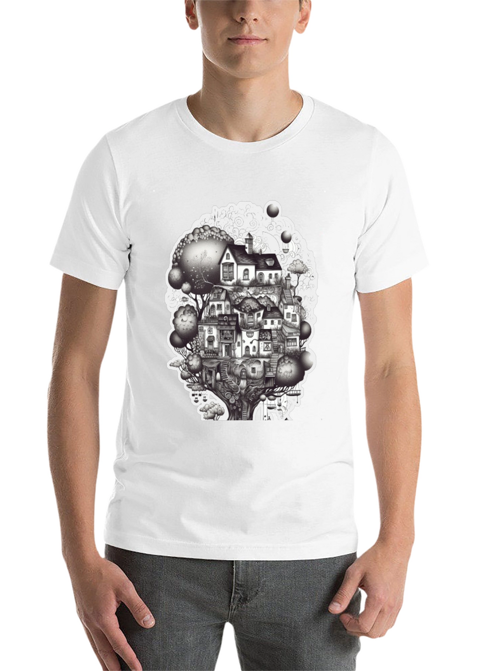 Whimsical Treehouse Graphic T-Shirt