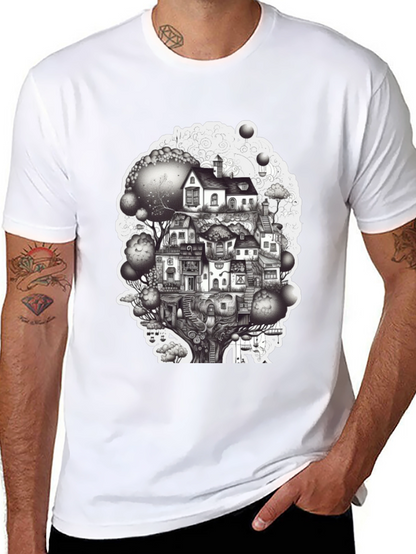 Whimsical Treehouse Graphic T-Shirt