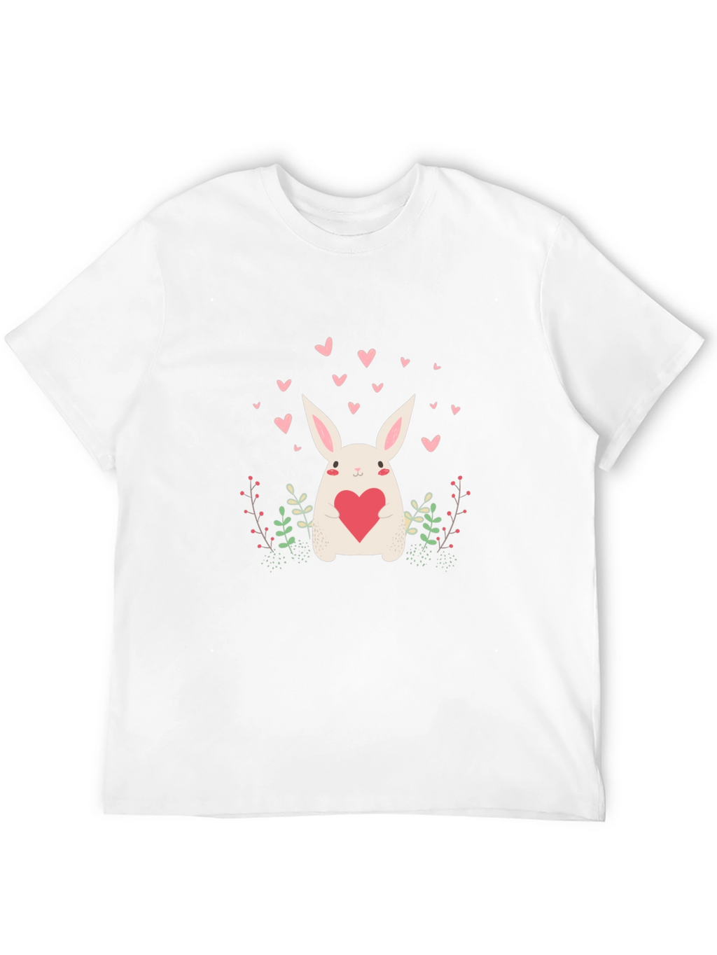 Cute Bunny Heart Graphic Black Tee
