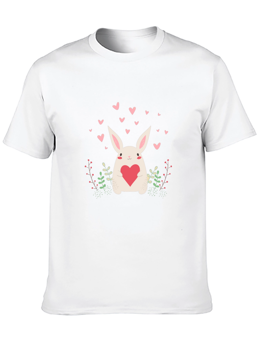 Cute Bunny Heart Graphic Black Tee