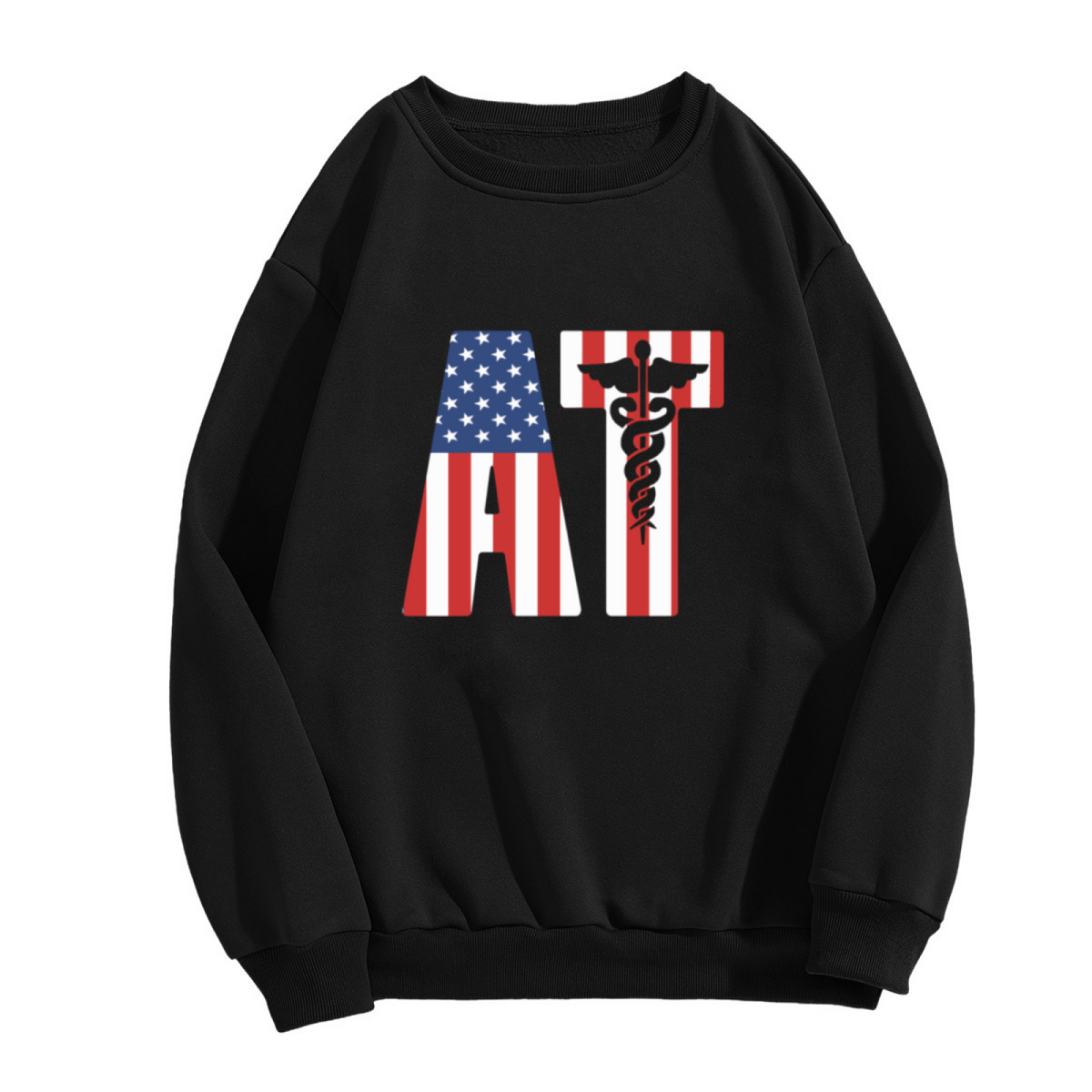 American Flag AT Medical Crewneck Sweatshirt - USA EMT Paramedic Caduceus Pullover, Patriotic First Responder Gift
