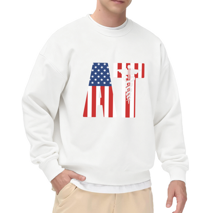 American Flag AT Medical Crewneck Sweatshirt - USA EMT Paramedic Caduceus Pullover, Patriotic First Responder Gift