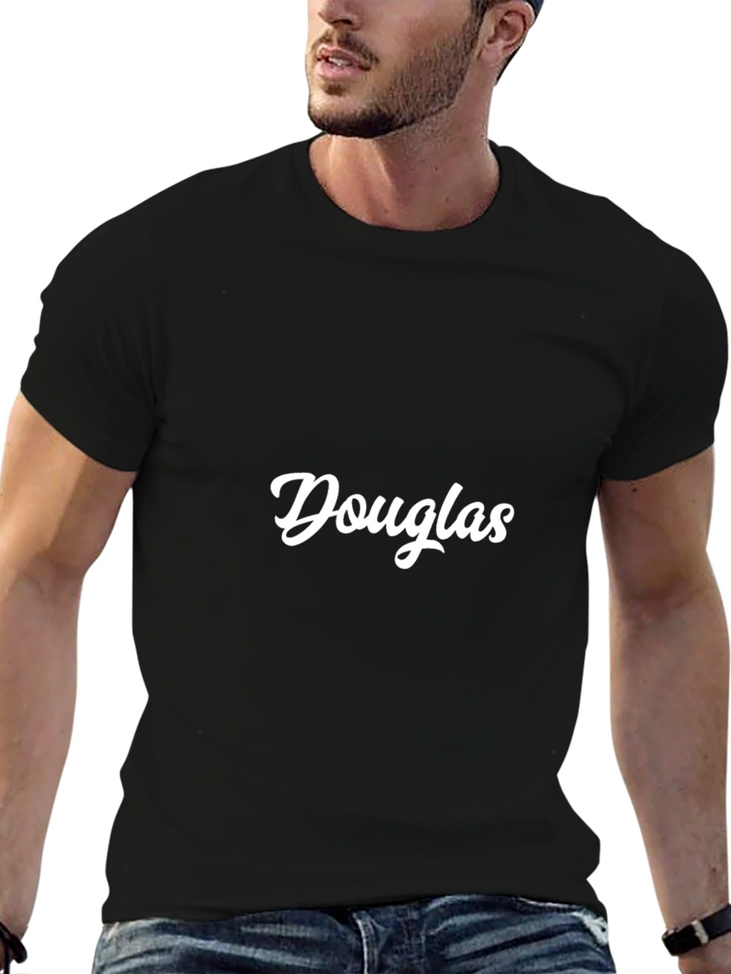 Douglas Black Cotton Tee - Stylish Personalized T-Shirt