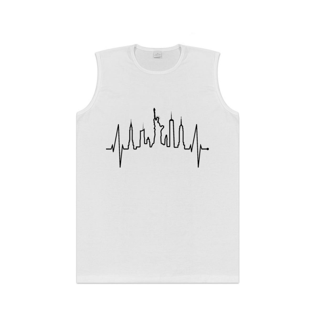 New York City Skyline Heartbeat Graphic Tank Top Unisex Cotton Sleeveless T-Shirt Casual Summer Vest Multiple Colors