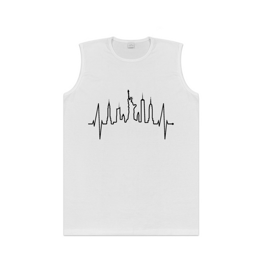 New York City Skyline Heartbeat Graphic Tank Top Unisex Cotton Sleeveless T-Shirt Casual Summer Vest Multiple Colors