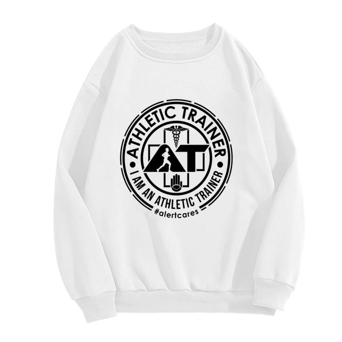 I Am An Athletic Trainer Badge Emblem Crewneck Sweatshirt | Sports Medicine Caduceus Crest Pullover, AT Career Pride Gift