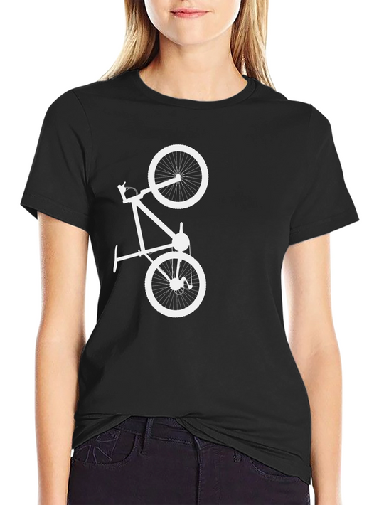 Black T-Shirt with White Bicycle Graphic