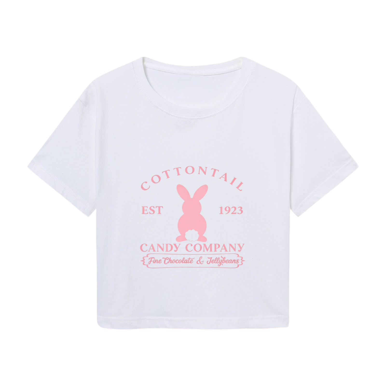Retro White Crop Top With Vintage Cottontail Bunny Candy Co Print