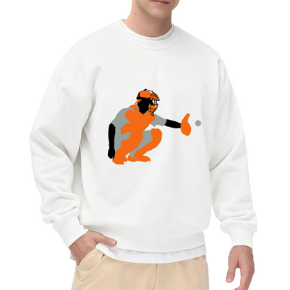 Baseball Catcher Minimalist Graphic Crewneck Sweatshirt | Vintage Sports Catcher Gear Pullover, Baseball Gift