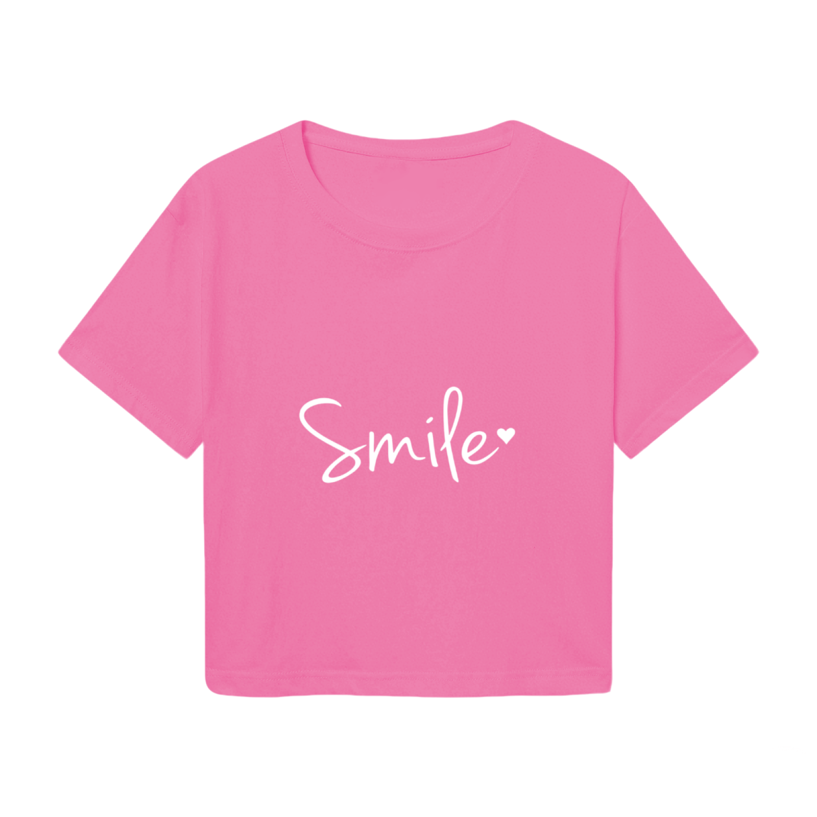 Simple Smile Heart Hot Pink Crop Top ¨C Soft Cute Minimal Graphic Tee