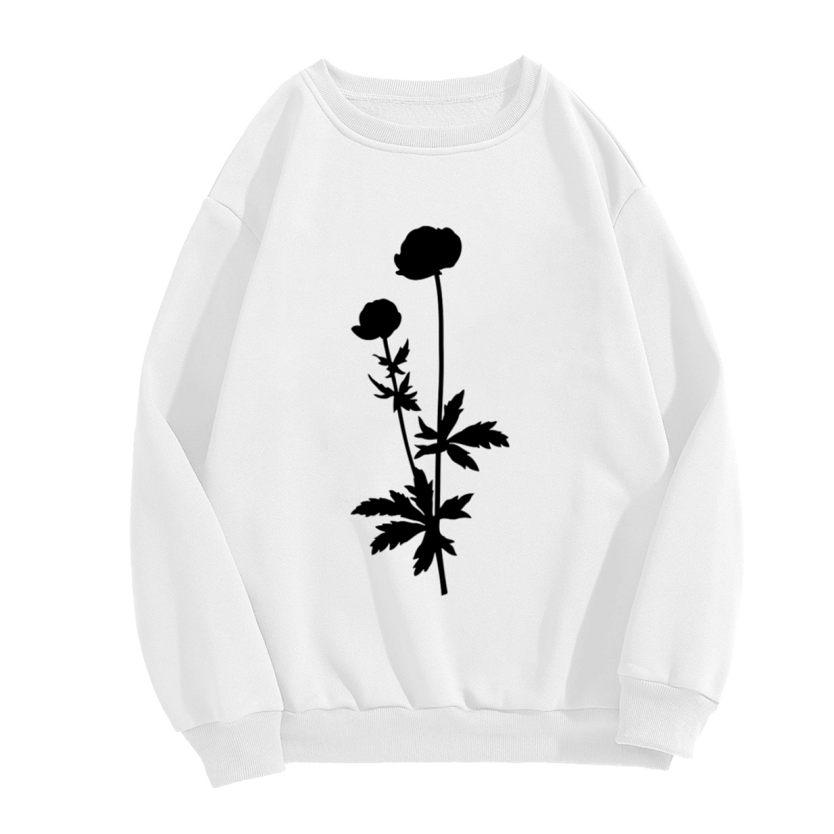 Minimalist Botanical Stems Silhouette Crewneck Sweatshirt | Clean Monochrome Plant Line Art Pullover, Nature Lover Gift