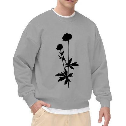 Minimalist Botanical Stems Silhouette Crewneck Sweatshirt | Clean Monochrome Plant Line Art Pullover, Nature Lover Gift