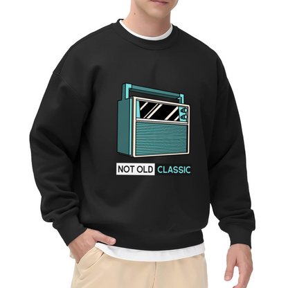 Not Old Classic Retro Radio Crewneck Sweatshirt, Vintage Boombox Illustration Pullover, 80s Nostalgia Gift