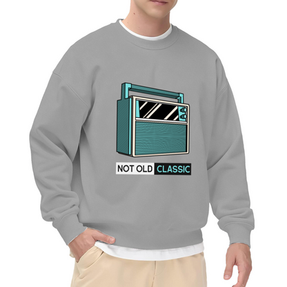 Not Old Classic Retro Radio Crewneck Sweatshirt, Vintage Boombox Illustration Pullover, 80s Nostalgia Gift