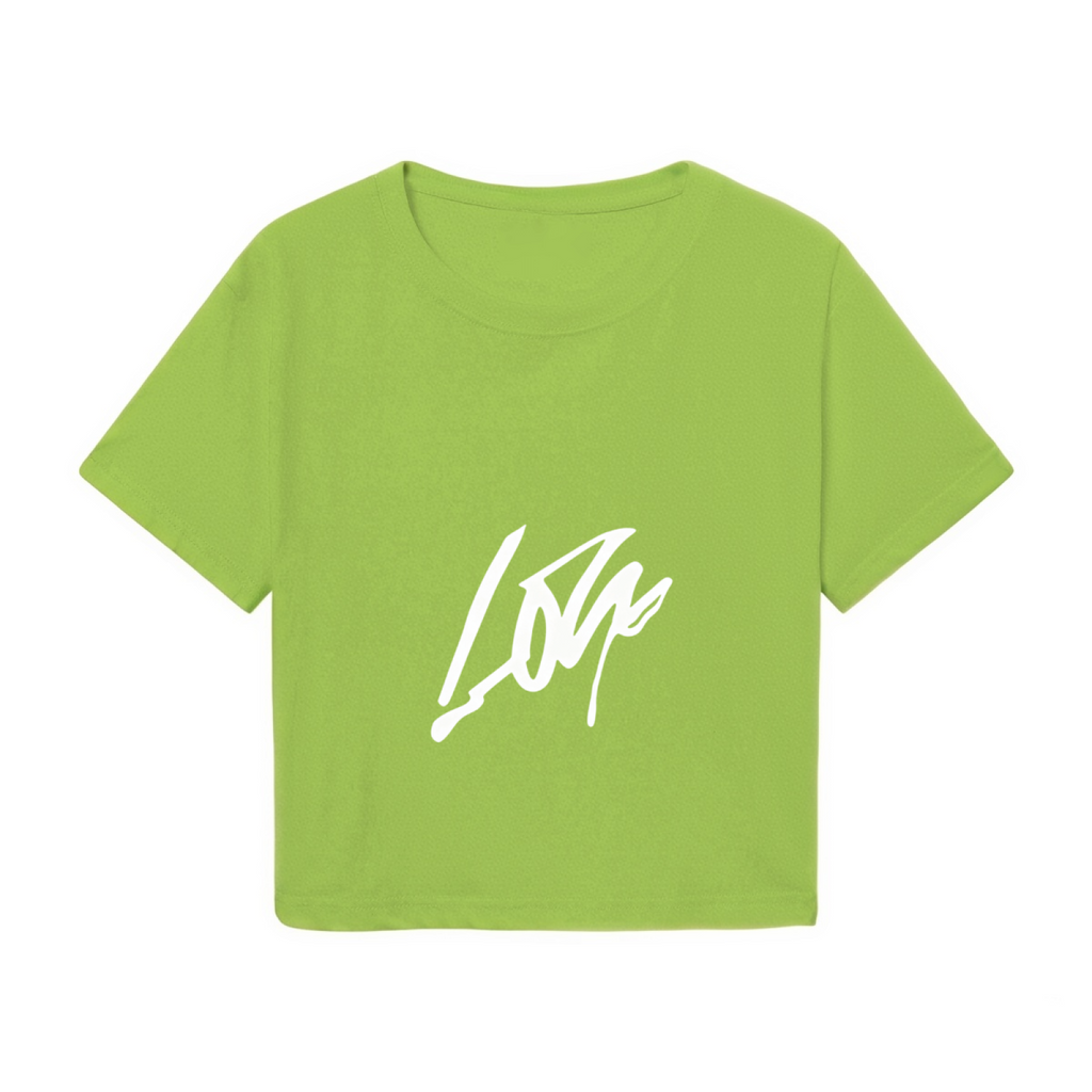 Minimal Lone Signature Fresh Lime Green Crop Top