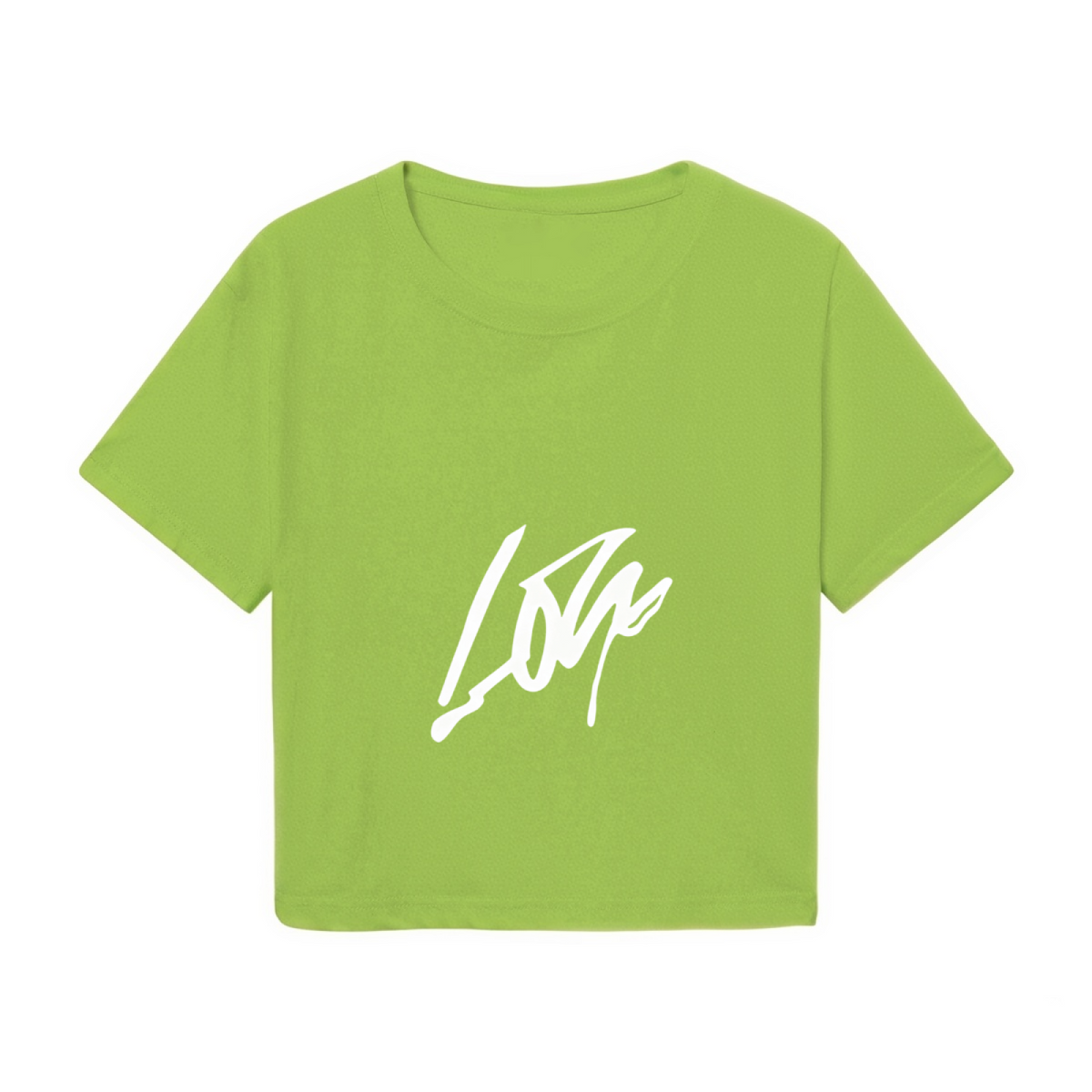 Minimal Lone Signature Fresh Lime Green Crop Top