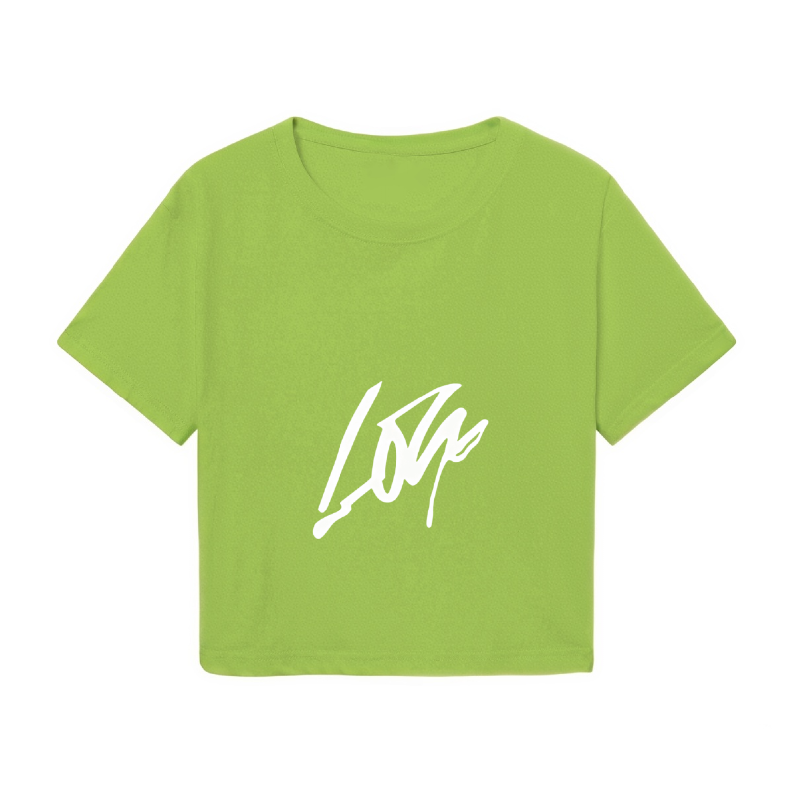 Minimal Lone Signature Fresh Lime Green Crop Top