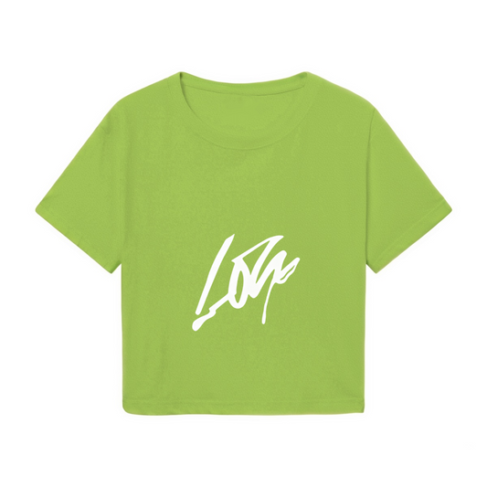 Minimal Lone Signature Fresh Lime Green Crop Top