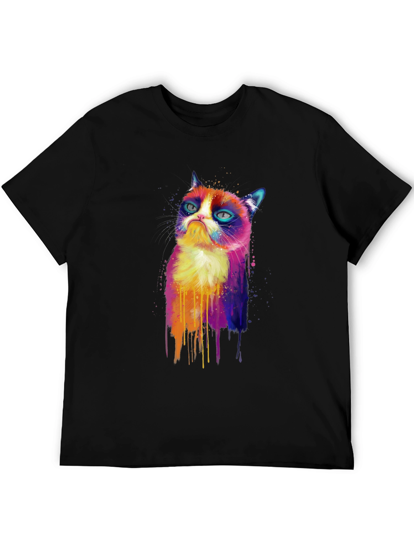 Grumpy Cat Watercolor T-Shirt - Unisex Black Tee