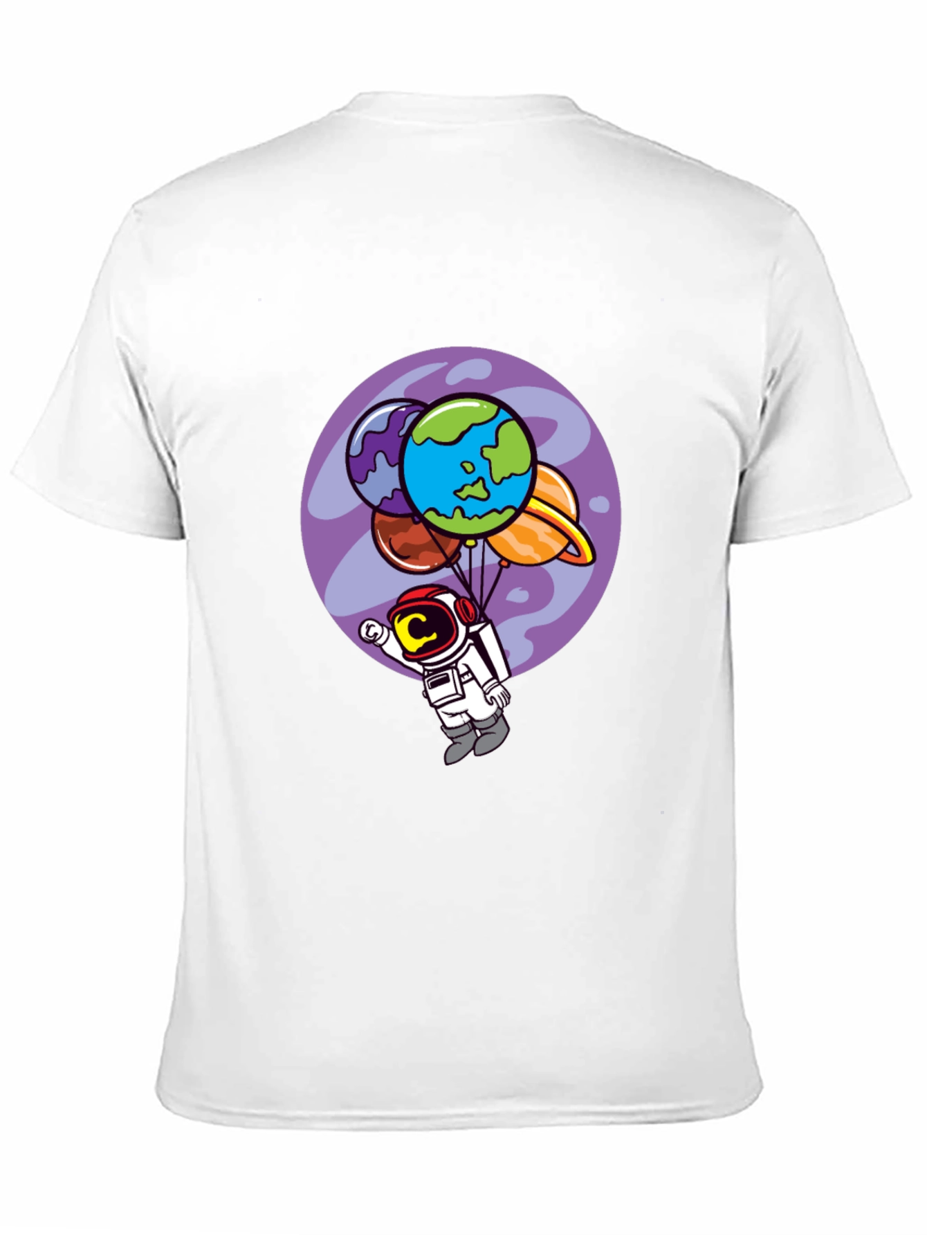 Astronaut Planet Balloon Graphic Tee - Black