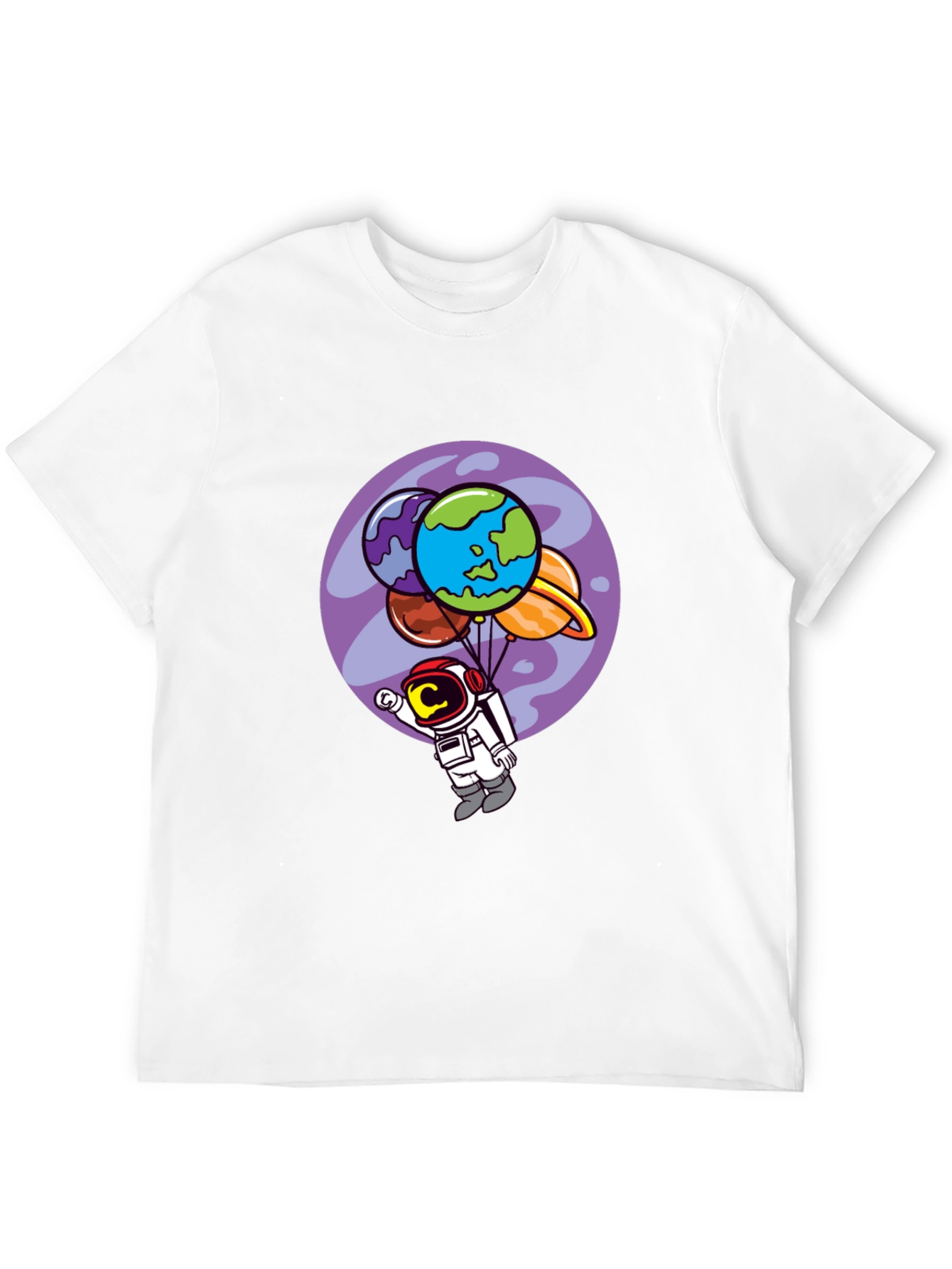 Astronaut Planet Balloon Graphic Tee - Black