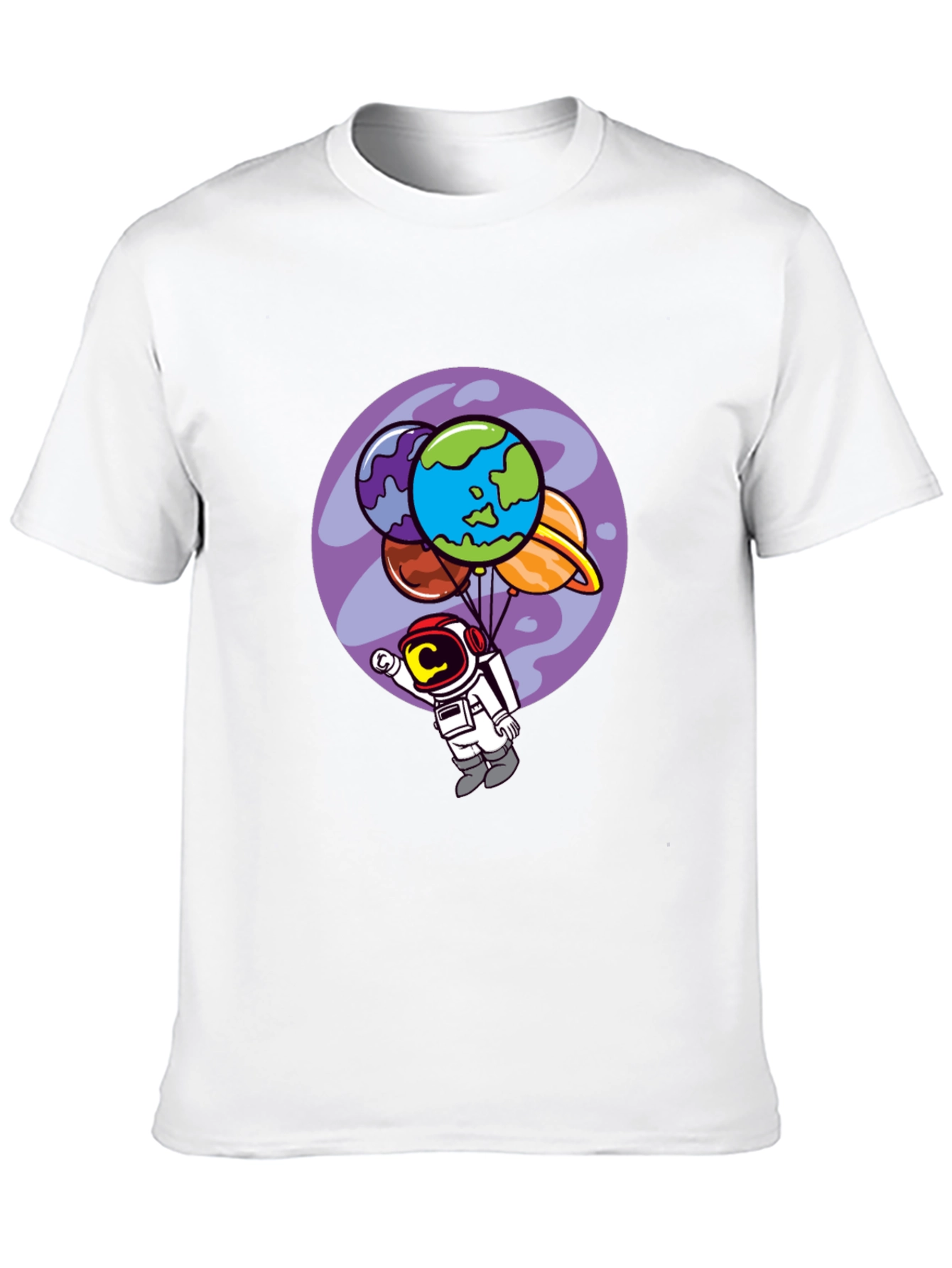 Astronaut Planet Balloon Graphic Tee - Black