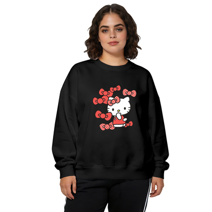 Playful Red Bow Overload Hello Kitty Crewneck Sweatshirt