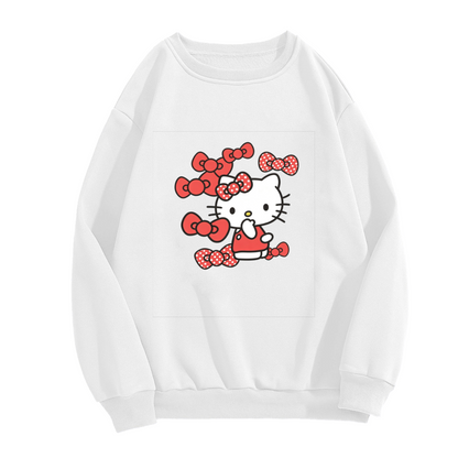 Playful Red Bow Overload Hello Kitty Crewneck Sweatshirt