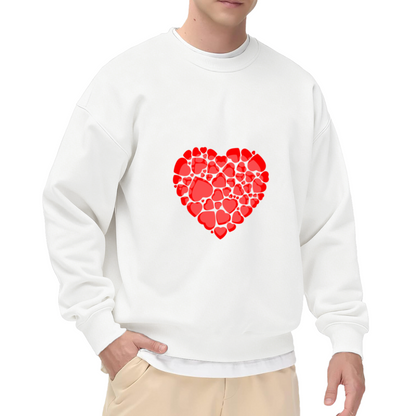 Heart Made Of Hearts Crewneck Sweatshirt | Romantic Red Heart Collage Pullover, Cute Love Pattern Graphic Top, Valentine's Day Gift