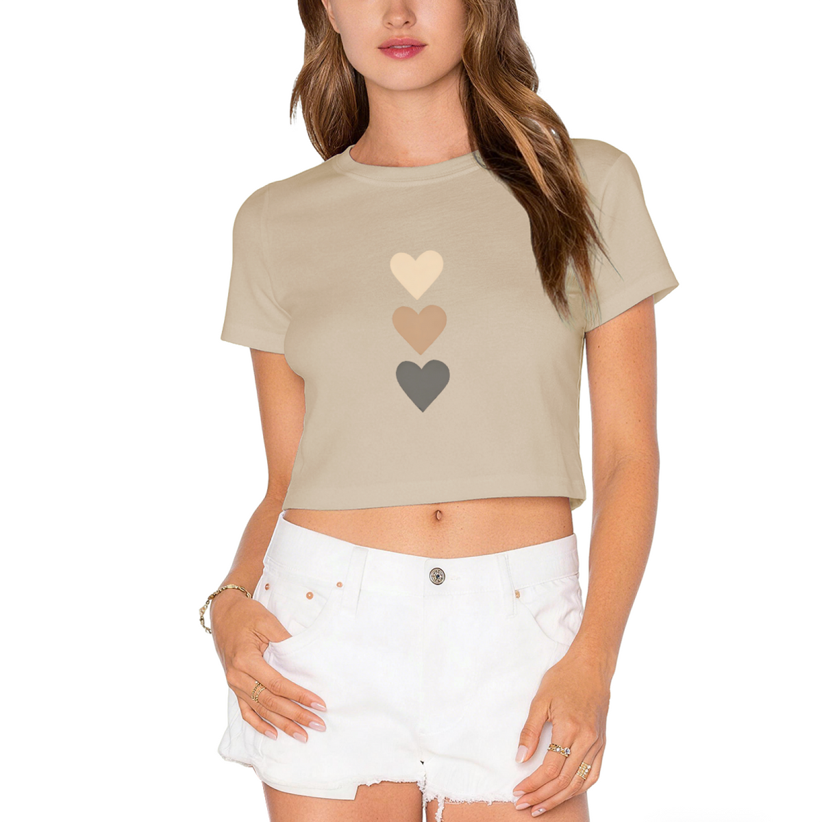 Neutral Gradient Heart Minimalist Crop Tee
