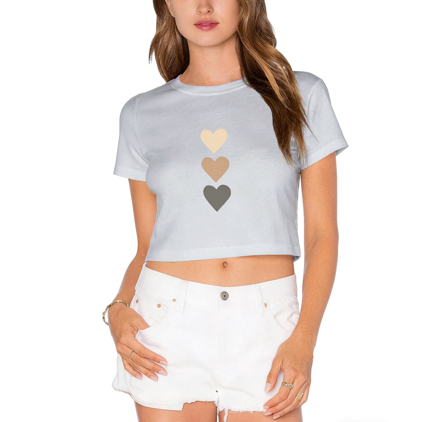 Neutral Gradient Heart Minimalist Crop Tee