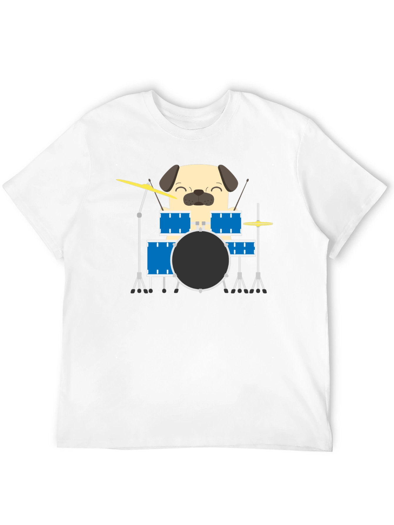 Pug Drummer T-Shirt - Funny Dog Music Tee