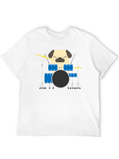 Pug Drummer T-Shirt - Funny Dog Music Tee