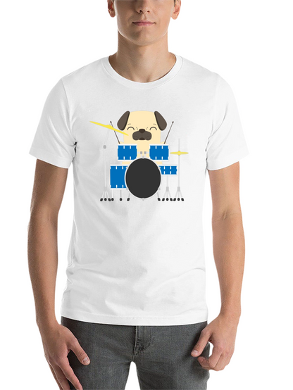 Pug Drummer T-Shirt - Funny Dog Music Tee