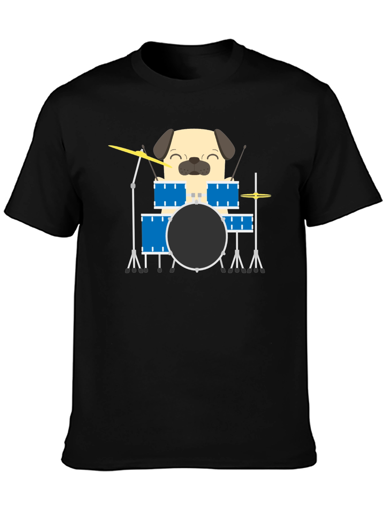Pug Drummer T-Shirt - Funny Dog Music Tee