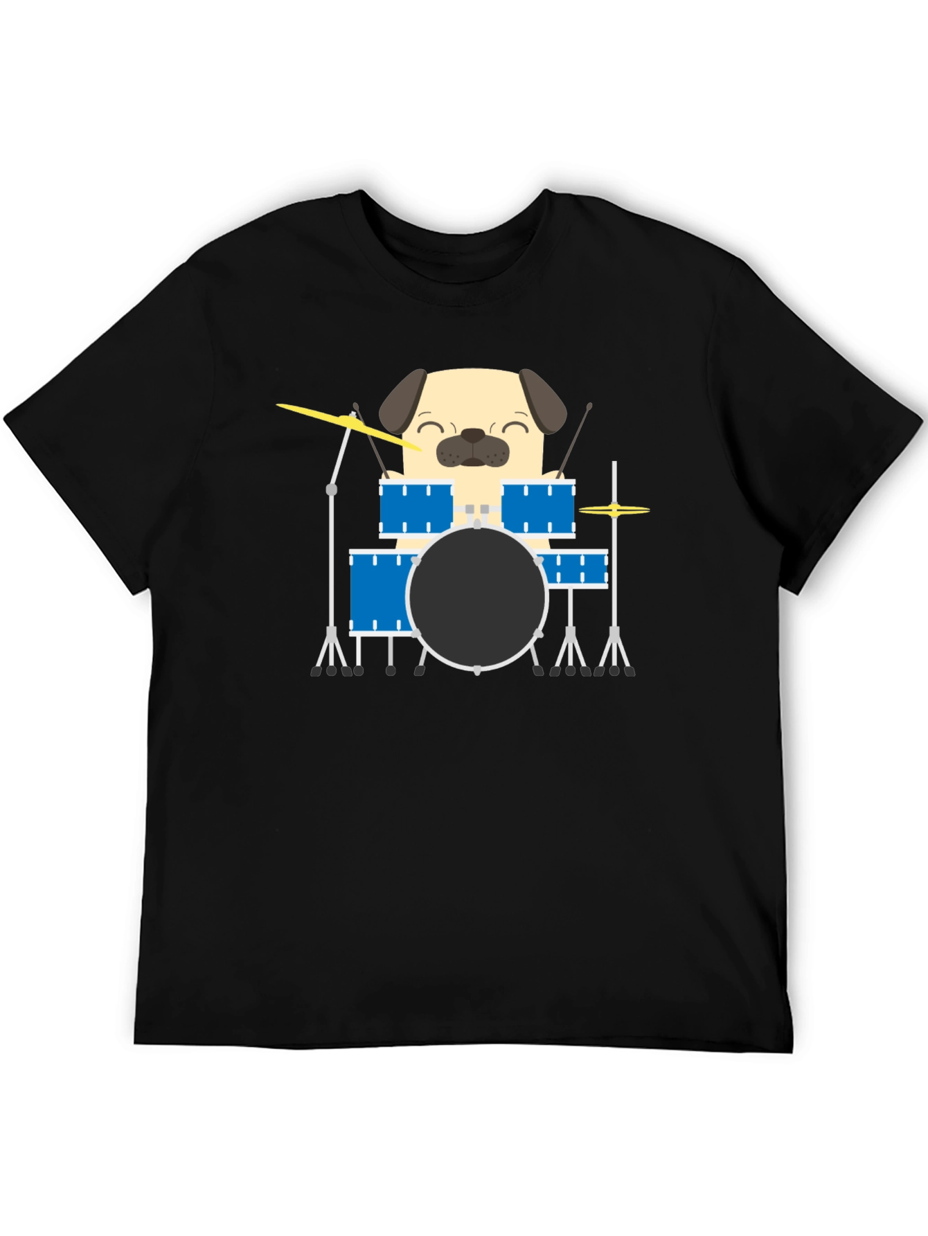 Pug Drummer T-Shirt - Funny Dog Music Tee