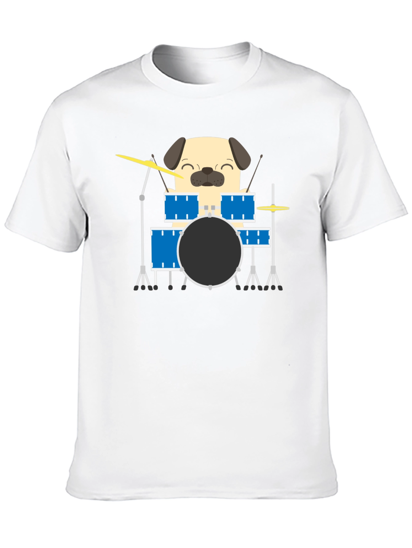 Pug Drummer T-Shirt - Funny Dog Music Tee