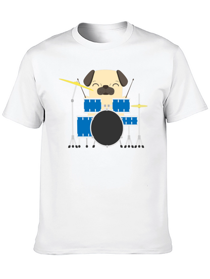 Pug Drummer T-Shirt - Funny Dog Music Tee