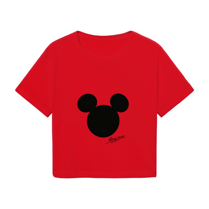 Luxe Leopard?Pattern Hello Kitty Edgy Black Cropped Tee