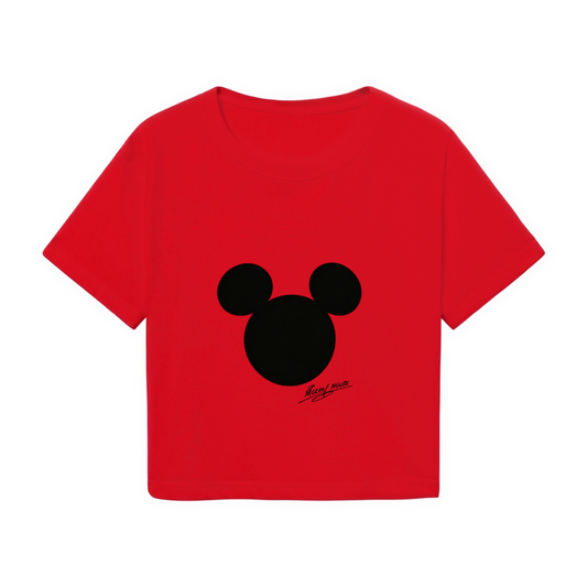 Luxe Leopard?Pattern Hello Kitty Edgy Black Cropped Tee