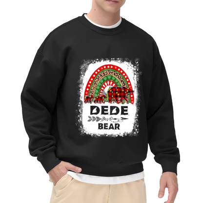 Dede Bear Family Rainbow Crewneck Sweatshirt, Plaid Bear Boho Pullover, Family Gift